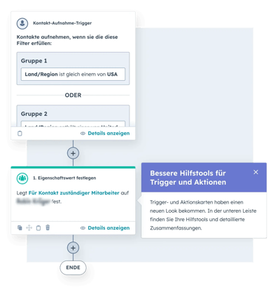 Screenshot eines Workflow in HubSpot