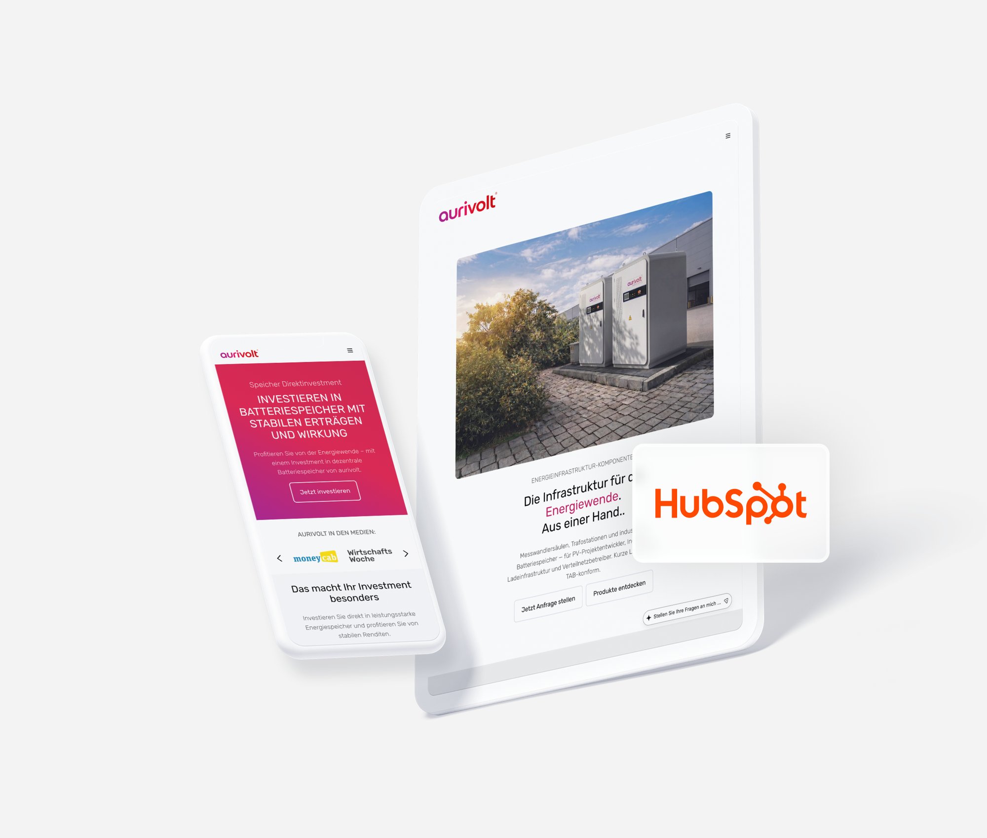 Darstellung der Leistungsbereiche innerhalb der HubSpot Case Study von Aurivolt