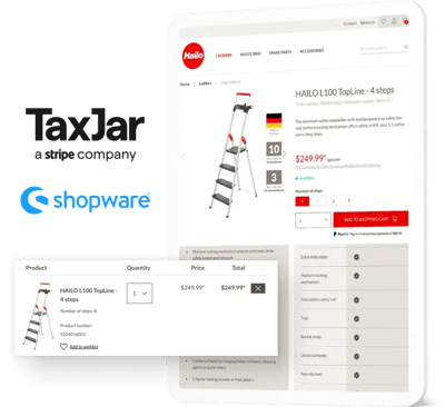 Screenshot des Hailo US Shops auf Tablet