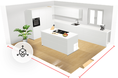 3D Ansicht des Küchenplaner Konfigurators