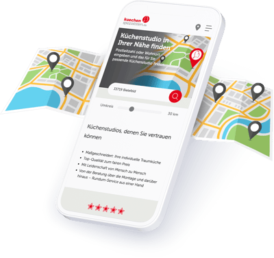 Regionale Suche auf der Küchenspezialisten Website