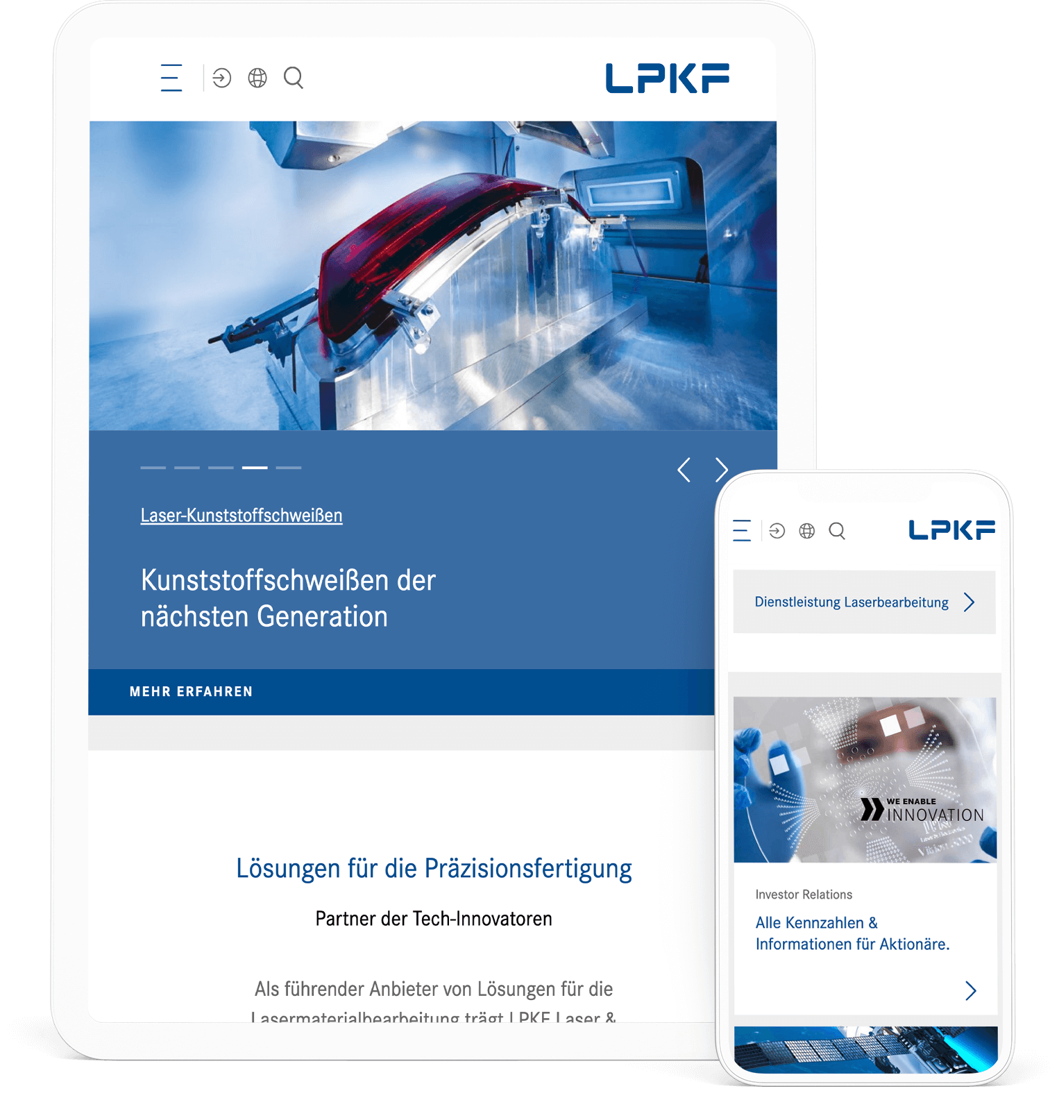 Einheitliche Unternehmenswebsite für alle Geschäftsbereiche von LPKF