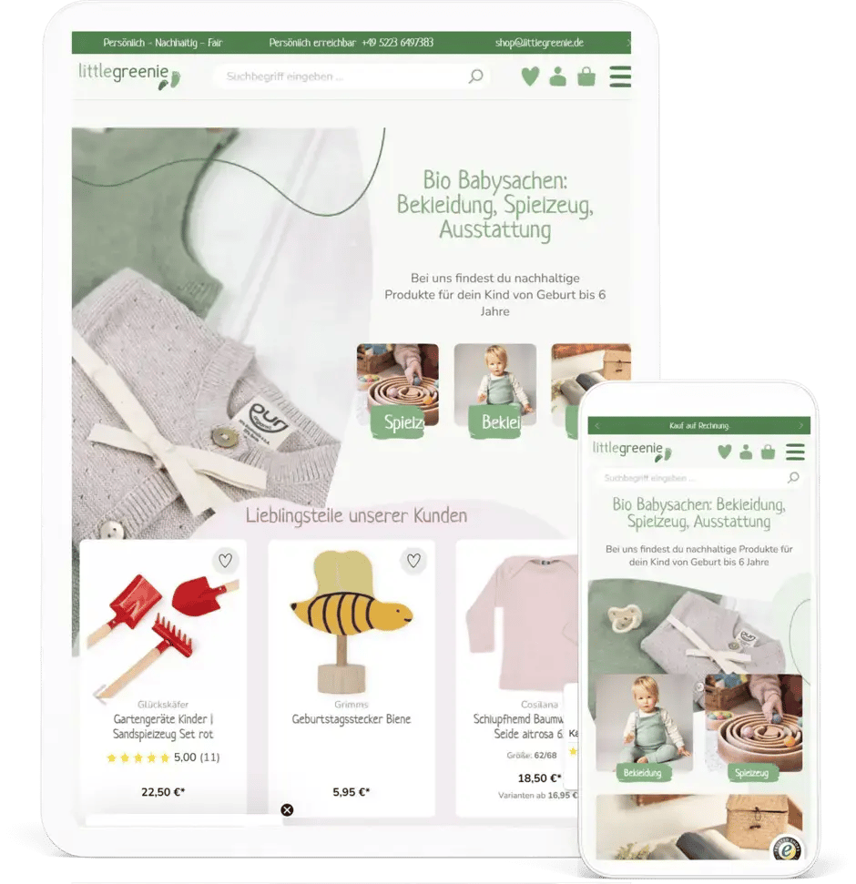Screenshot des Onlineshop Little Greenie