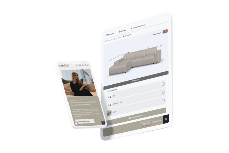Die Leistungen von burgdigital bei UrbanDesign inkludieren unter Anderem ein Mobile-first Designkonzept und den XcalibuR Möbelkonfigurator.
