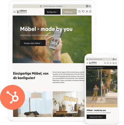 Startbildschirme der UrbanDesign Webseite auf einem IPad und Iphone