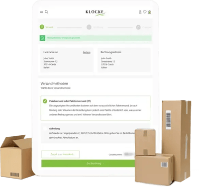 Screenshot des Checkout Prozess 