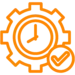 Icon für Synchronisation in Echtzeit in orange