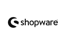 Auf dem Bild ist das Shopware Logo in schwarz weiß zu sehen