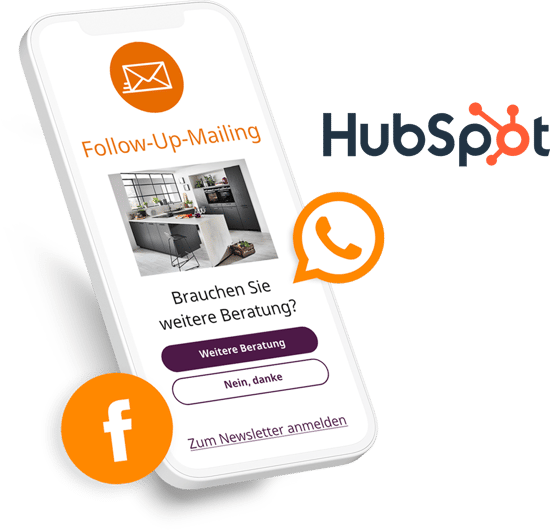 Follow-up-Mailing und Lead-Nurturing entlang der Customer Journey mit HubSpot auf dem Smartphone dargestellt