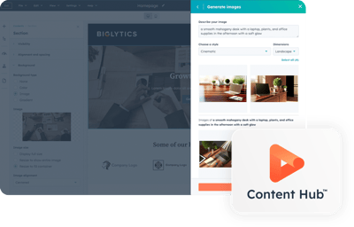 Beispielhafte Generierung von Stock Bildern mit der Hubspot KI Funktion im Content Hub