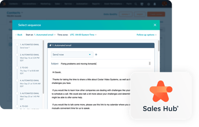 Beispielhafte Darstellung einer automatisch generierten Vertriebs E-Mail im Hubspot Sales Hub