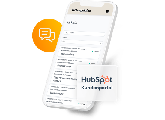The image shows a screenshot of the HubSpot customer portal.