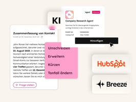 Die Grafik zeigt verschiedene Funktionen des HubSpot Breeze KI Tool.