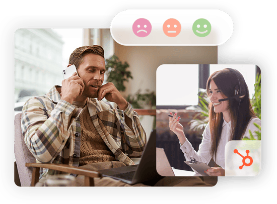 Grafik eines Mannes und einer Frau, die im Kundensupport arbeiten