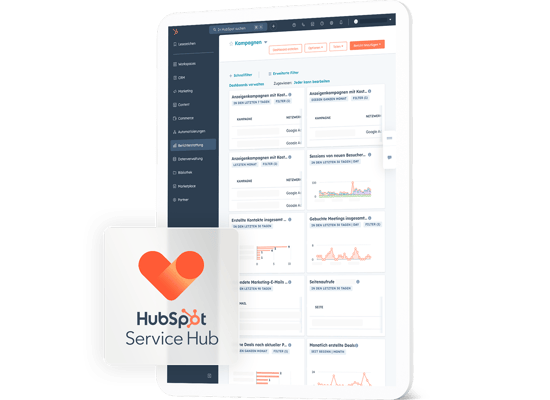 Screenshot auf dem HubSpot Service Hub auf dem Tablet