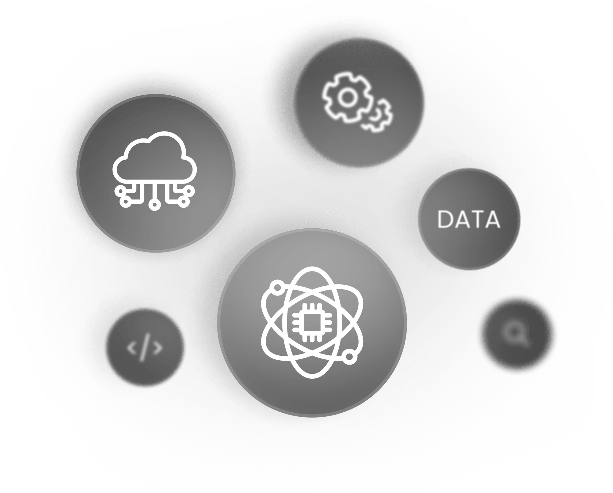 Abstrakte Visualisierung einer KI-Architektur mit Symbolen für Daten, Cloud-Infrastruktur, Automatisierung, Code und künstliche Intelligenz Abstrakte Visualisierung einer KI-Architektur mit Symbolen für Daten, Cloud-Infrastruktur, Automatisierung, Code und künstliche Intelligenz