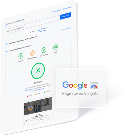 Das Dashboard von Google PageSpeed Insights gibt Ausschluss über die Page Performance