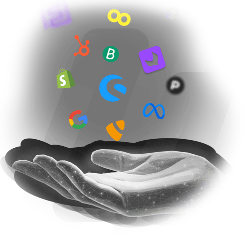 Abbildung der unterschiedlichen Tools, die burgdigital nutzt. Auf dem Bild sind beispielsweise Brevo, Typo3, HubSpot und Shopware zu sehen.