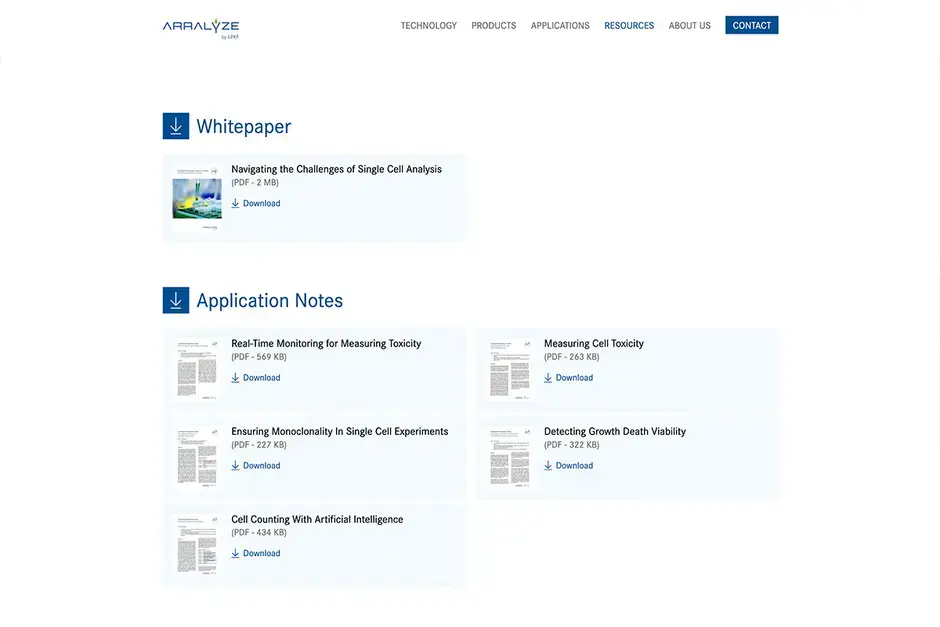 Screenshot des Download-Bereich von Arralyze