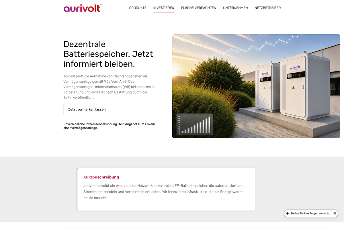 Aurivolt Landingpage
