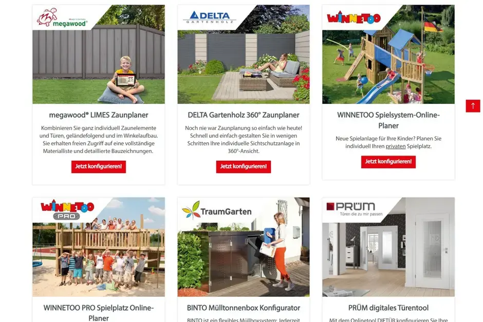 Screenshot einer Landingpage im Onlineshop von Holz-Speckmann