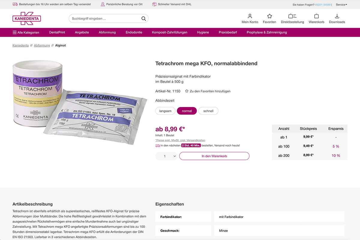 Kaniedenta Product Detail Page