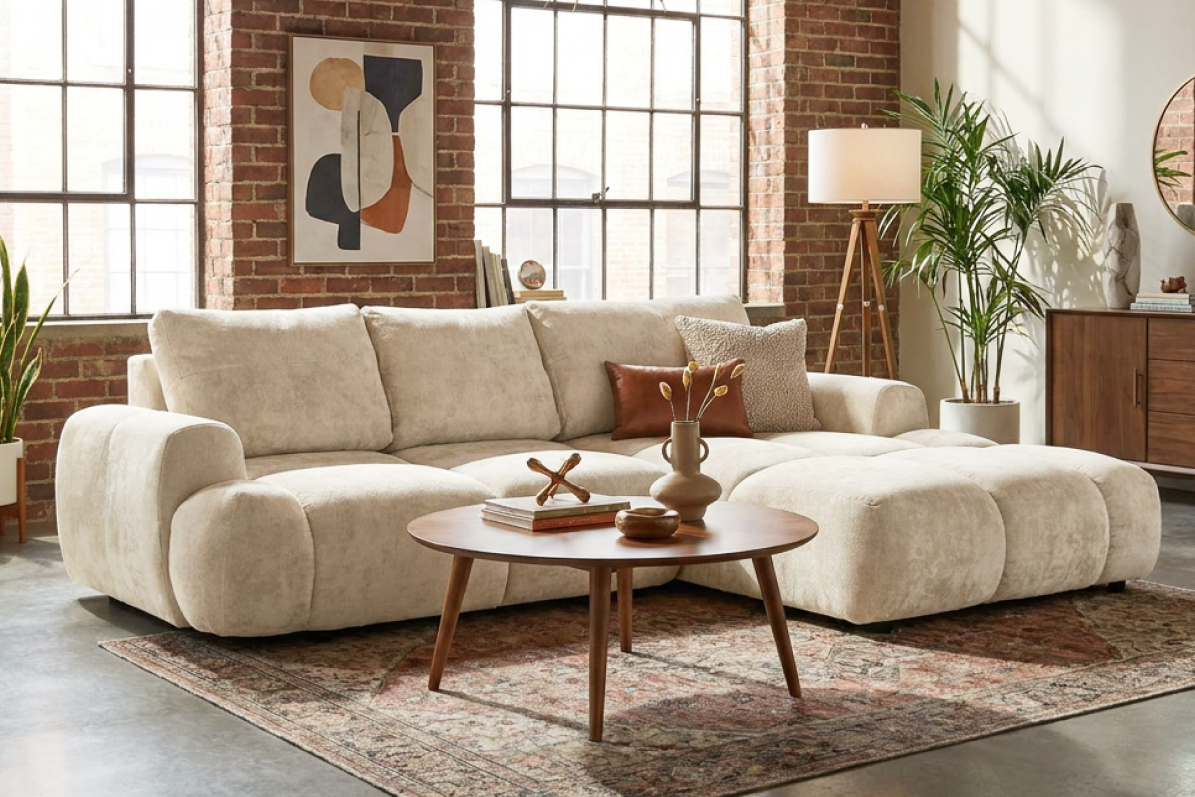KI Bild eines Sofas in einem Wohnzimmer