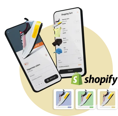 Screenshots aus einem Shopify Shops. Auf den Screenshots ist die Produktdetailseite und der Warenkorb mobil zu sehen. Screenshots aus einem Shopify Shops. Auf den Screenshots ist die Produktdetailseite und der Warenkorb mobil zu sehen.