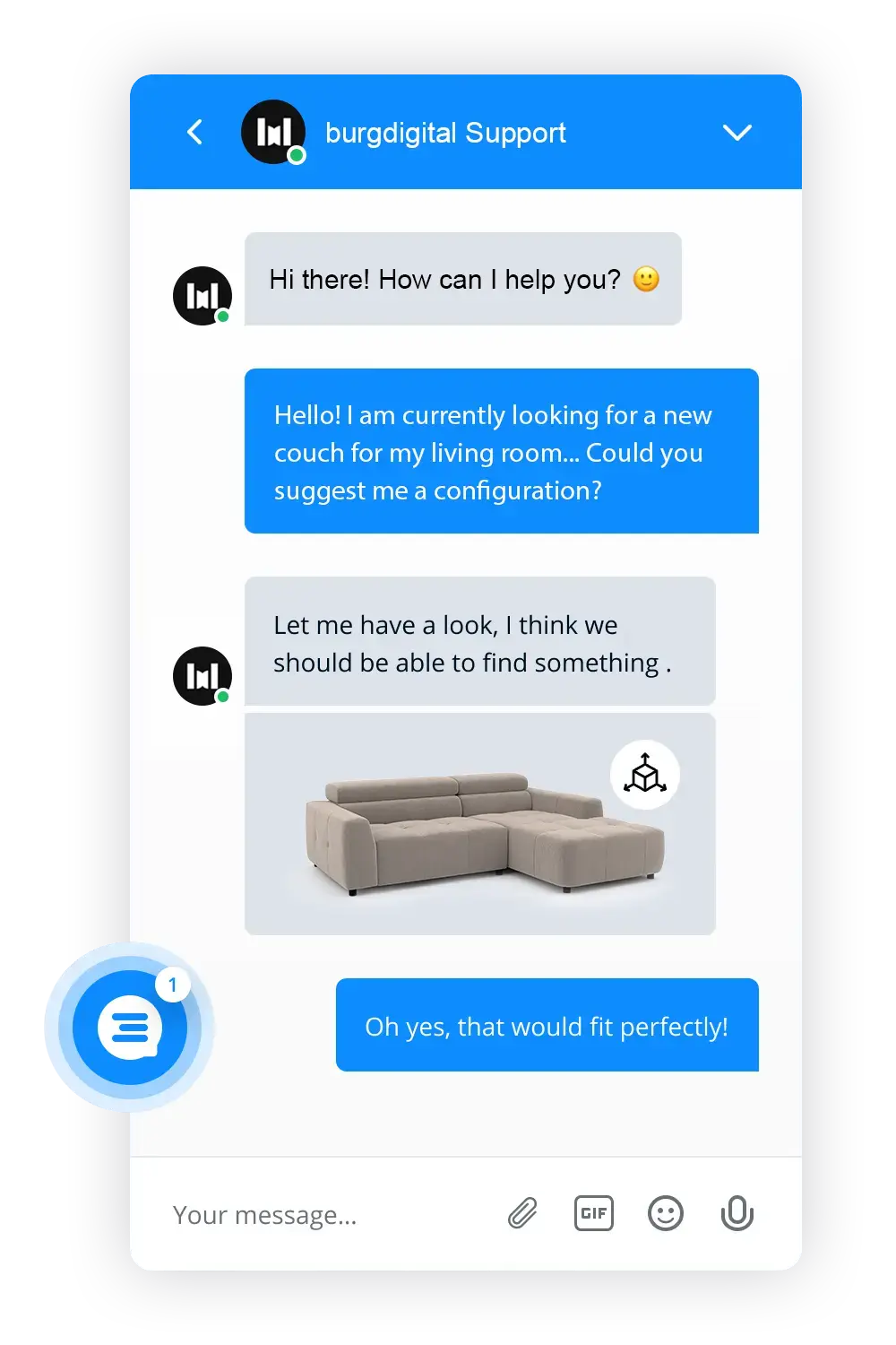 Abbildung eines Chat-Verlaufs aus einem Livechat